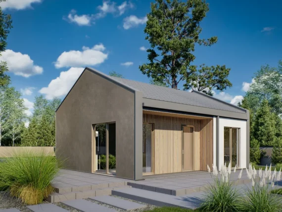 Nowoczesny minimalistyczny dom z dużymi oknami